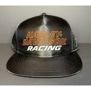Harley Davidson Racing Screamin Eagle‎ Mens OS Black Satin Snapback Cap Hat